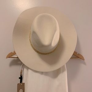 Womens Cream w/gold accent Cowboy Hat
